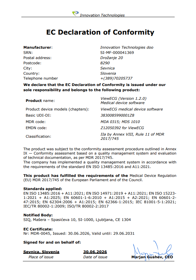 EC Declaration of Conformity (DoC) preview