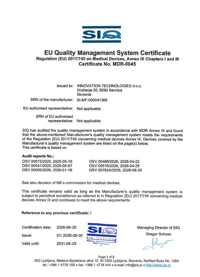 EU Quality Management System Certificate, Regulation (EU) 2017/745 on Medical Devices preview